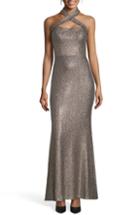 Women's Xscape Crisscross Halter Neck Sequin Gown - Blue