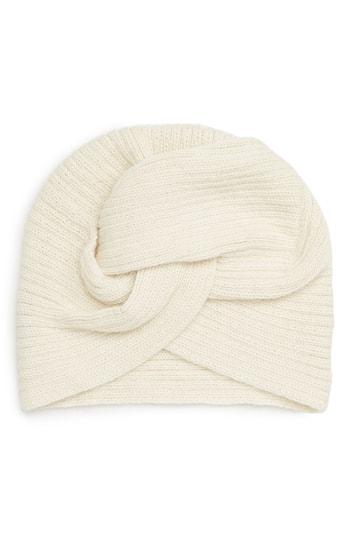 Women's Lamini Gold Alpaca Turban Beanie - White