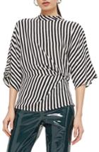 Women's Topshop Stripe Tuck Detail Top Us (fits Like 0) - Black