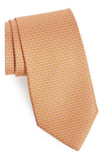 Men's Salvatore Ferragamo Energia Omega Print Silk Tie, Size - Orange