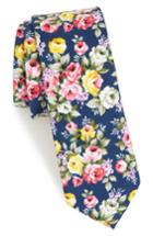Men's 1901 Jodie Floral Cotton Skinny Tie, Size - Blue
