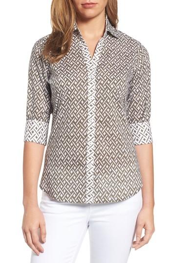 Petite Women's Foxcroft Mary Cotton Shirt P - Green