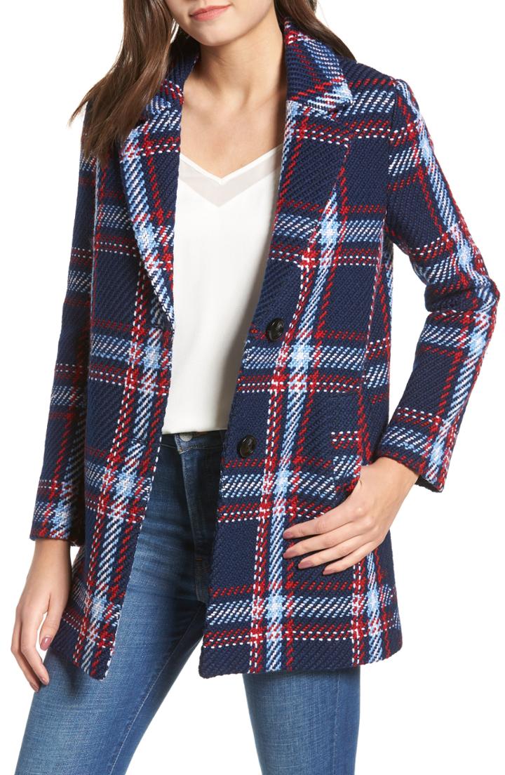 Women's English Factory Single Breasted Plaid Coat