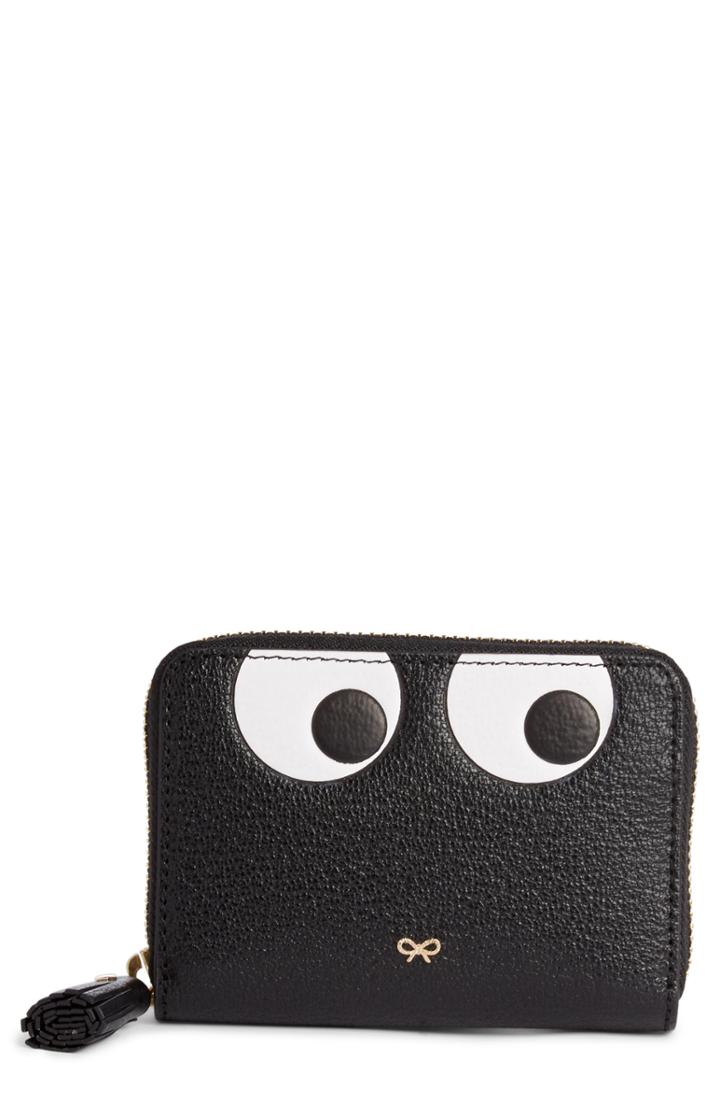 Women's Anya Hindmarch Eyes Small Leather Zip Around Wallet - Black