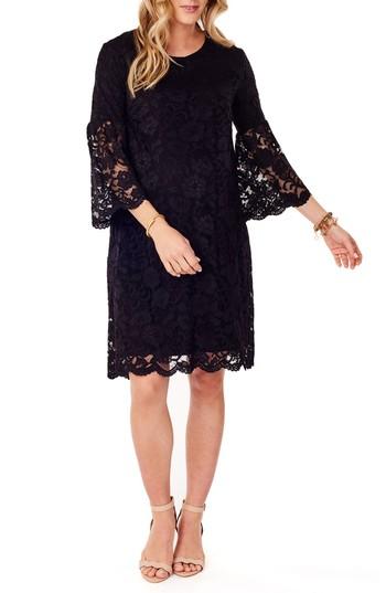 Women's Ingrid & Isabel Lace Bell Sleeve Maternity Dress - Black