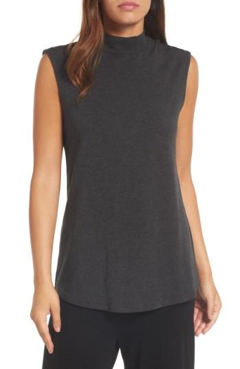 Women's Eileen Fisher Lightweight Tencel Lyocell Stretch Jersey Top - Grey