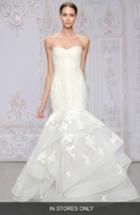 Women's Monique Lhuillier Saffron Strapless Lace & Organza Mermaid Gown