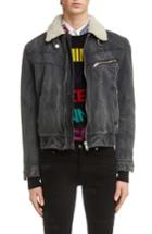 Men's Givenchy Denim Bomber Jacket With Faux Shearling Lining - Grey