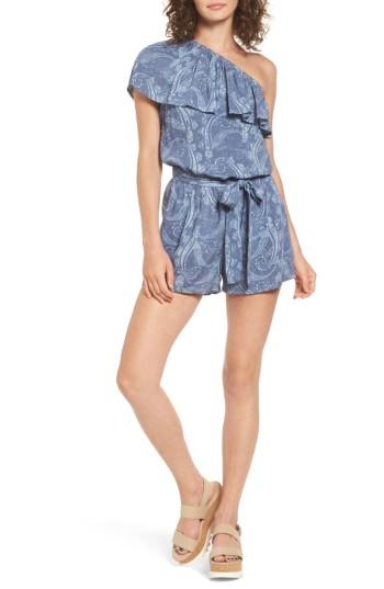 Women's Mimi Chica Ruffle One-shoulder Romper - Blue