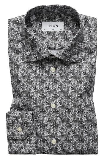 Men's Eton Slim Fit Print Dress Shirt .5 - Black