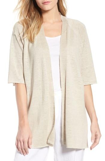 Women's Eileen Fisher Organic Linen Cardigan, Size - Beige