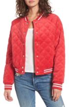 Women's Juicy Couture Quilted Velour Bomber Jacket - Red