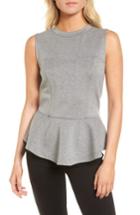 Women's Trouve Bonded Knit Peplum Hem Top, Size - Grey
