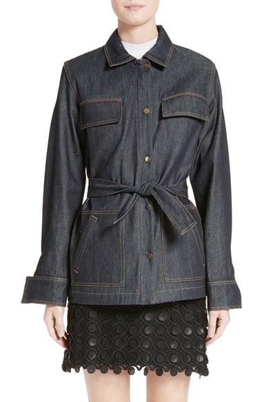 Women's Carven Tie Waist Denim Jacket