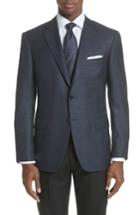 Men's Canali Classic Fit Plaid Silk & Wool Sport Coat Us / 50 Eu R - Blue