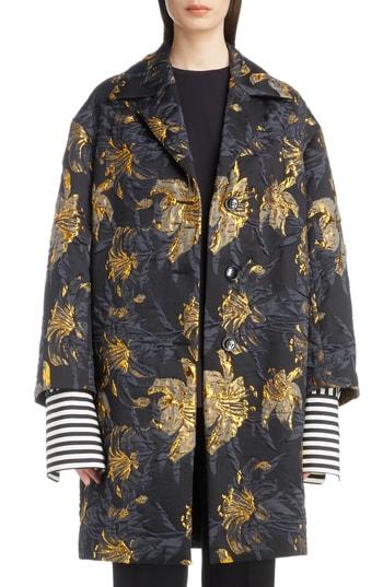 Women's Dries Van Noten Metallic Jacquard Topper - Black