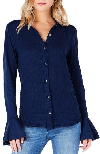 Women's Michael Stars Ruffle Sleeve Shirt - Grey