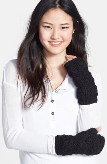 Women's Nirvanna Designs Crochet Handwarmers, Size - Black