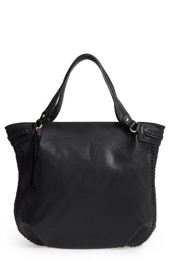 Sole Society Tara Braided Faux Leather Hobo - Black