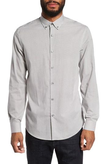 Men's Calibrate Trim Fit Print Sport Shirt - Black