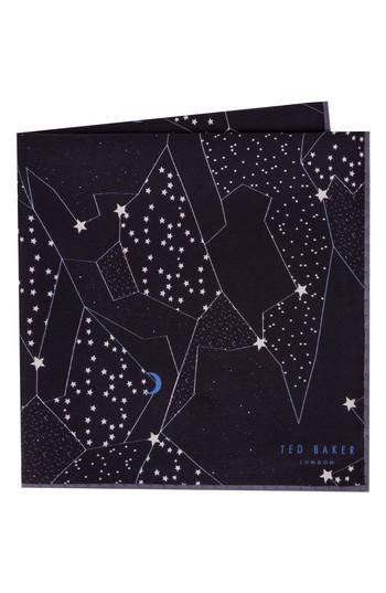 Men's Ted Baker London Orion Silk Pocket Square, Size - Black