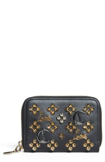 Women's Christian Louboutin Panettone Leather Coin Purse - Black