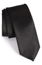 Men's The Tie Bar Solid Silk Skinny Tie, Size - Black