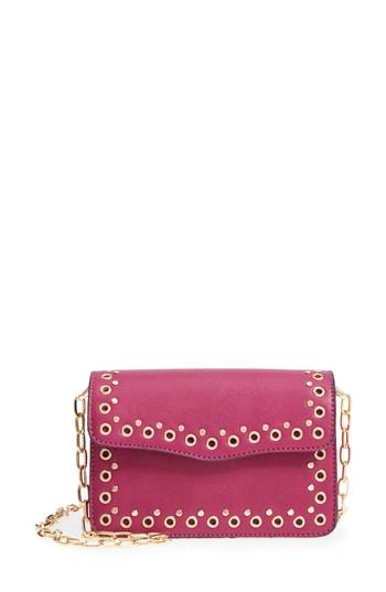 Street Level Grommet & Stud Faux Leather Crossbody Bag - Purple