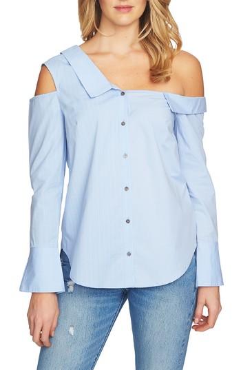 Women's 1.state Mixed Stripe One-shoulder Top, Size - Blue