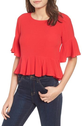 Women's Leith Flounce Top - Red