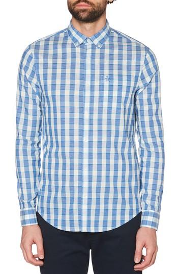 Men's Original Penguin Nep Plaid Woven Shirt - Blue