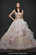 Women's Lazaro Embellished Layered Organza Ballgown, Size In Store Only - Ivory
