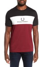 Men's Fred Perry Embroidered Colorblock T-shirt - Burgundy
