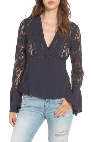 Women's Astr The Label Hallie Lace Blouse - Blue