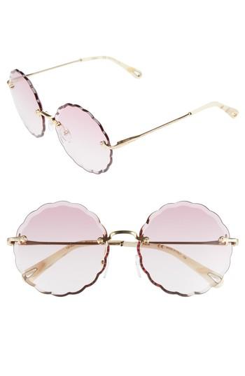 Women's Chloe Rosie 60mm Scalloped Rimless Sunglasses - Gold/ Gradient Rose