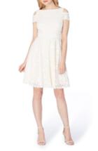 Petite Women's Tahari Lace Cold Shoulder A-line Dress P - Ivory