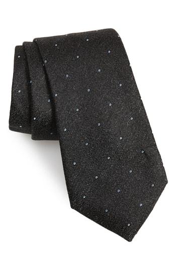 Men's Calibrate Mangan Dot Silk Tie, Size - Black