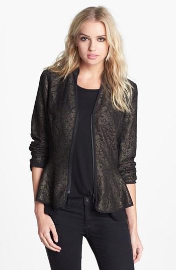 Hinge Metallic Lace Peplum Jacket