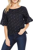 Women's Two By Vince Camuto Mini Bouquets Bell Sleeve Blouse - Black