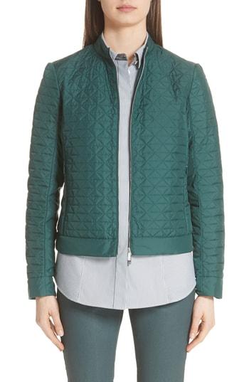 Women's Lafayette 148 New York Becks Quilted Moto Jacket - Blue/green