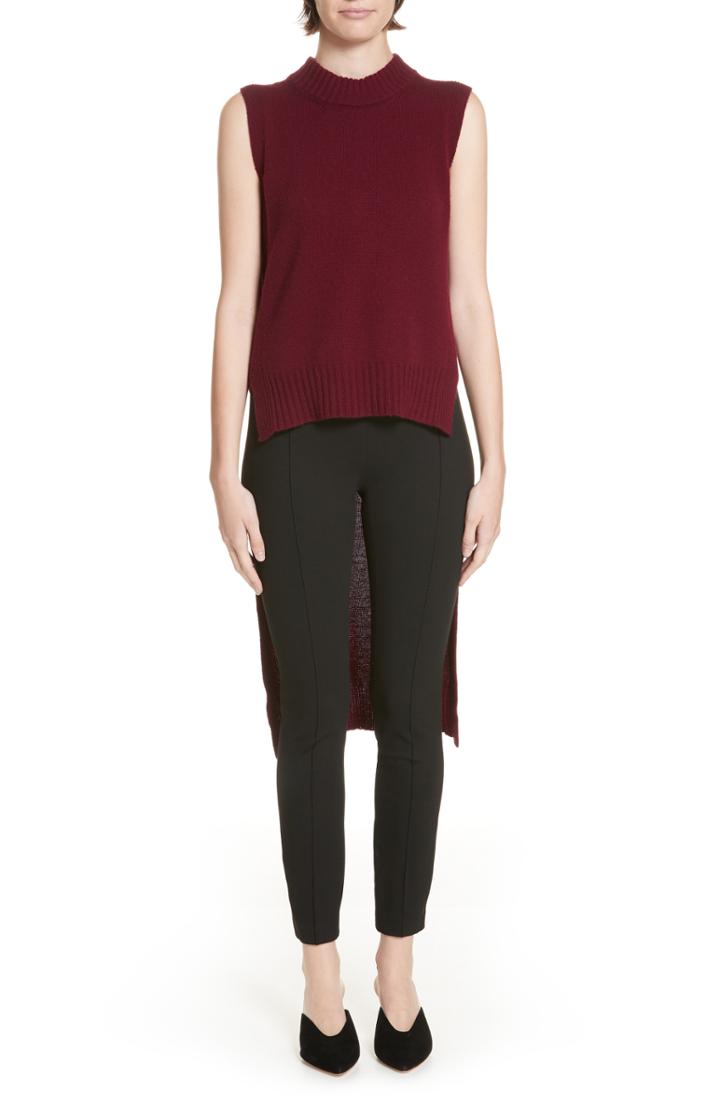 Women's Rosetta Getty High/low Wool & Cashmere Sweater - Burgundy