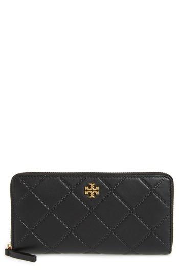 Women's Tory Burch Georgia Zip Continental Wallet - Black