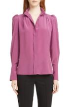 Women's Isabel Marant Lamia Ruffle Neck Silk Blouse Us / 34 Fr - Purple