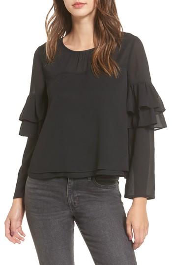 Women's Bp. Double Ruffle Blouse - Black