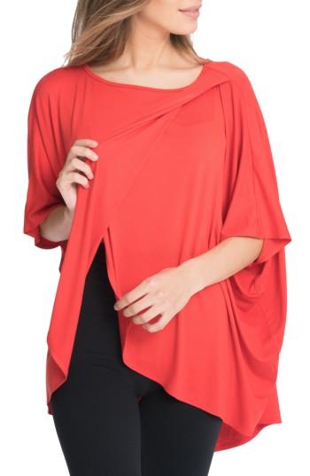 Women's Bun Maternity Draped Maternity/nursing Top /x-large - Red