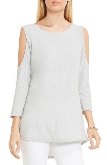 Women's Two By Vince Camuto Cold Shoulder Slub Cotton Top, Size - Grey