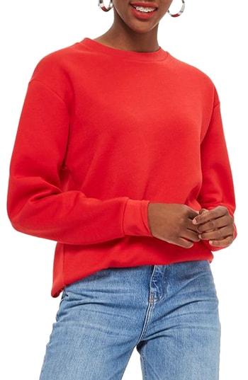 Women's Topshop Longline Sweatshirt Us (fits Like 0) - Red