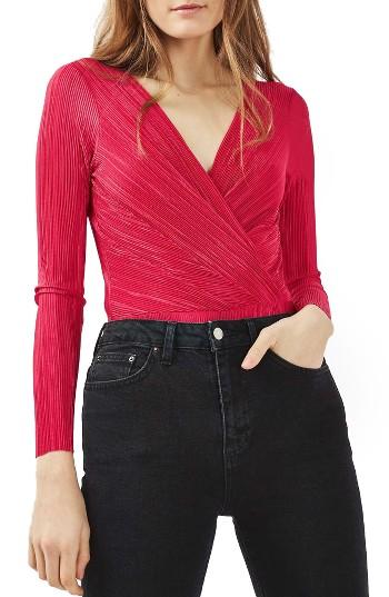 Women's Topshop Plisse Wrap Bodysuit