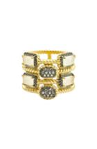 Women's Freida Rothman Gilded Cable Stone & Pave Cage Ring
