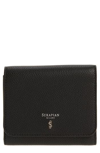 Women's Serapian Milano Rugia French Small Flat Wallet - Black